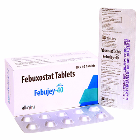 Product Name: Febujey 40, Compositions of Febujey 40 are Febuxostat Tablets - Ellanjey Lifesciences