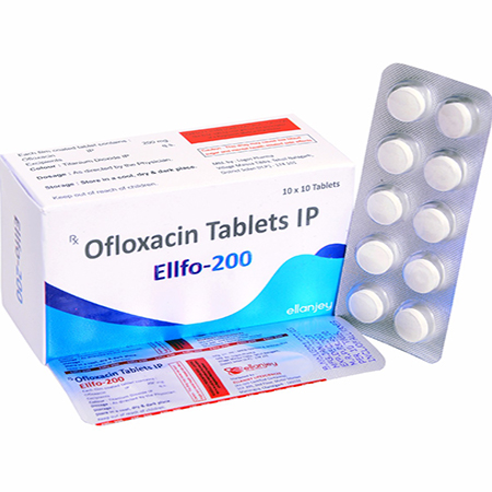 Product Name: Ellfo 200, Compositions of Ellfo 200 are Ofloxacin Tablets IP - Ellanjey Lifesciences