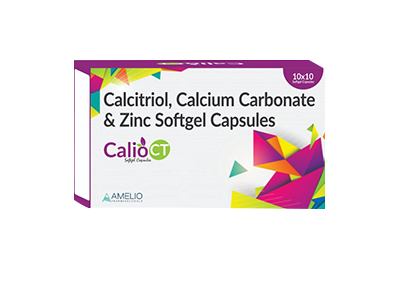 Product Name: Calio CT, Compositions of Calio CT are Calcitriol, Calcium Carbonate & Zinc Softgel Capsules - Amelio Pharmaceuticals