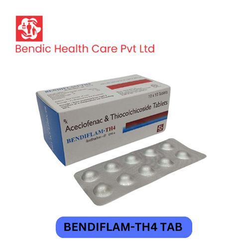 Product Name: BENDIFLAM TH4, Compositions of Aceclofenac & Thiocolchicoside Tablets are Aceclofenac & Thiocolchicoside Tablets - Bendic Healthcare Private Limited