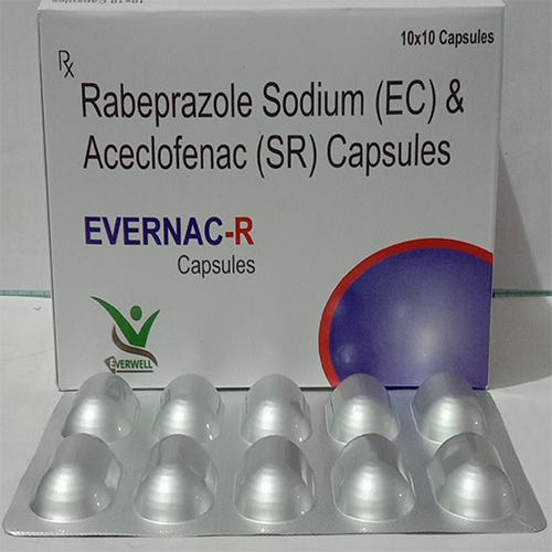 Product Name: EVERNAC R , Compositions of EVERNAC R  are Rabeprazole Sodium (EC) & Aceclofenac (SR) Capsules  - Orange Biotech Private Limited