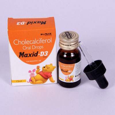 Product Name: MAXID D3, Compositions of MAXID D3 are Cholecalciferol Oral Drops - Bluewaterresearch