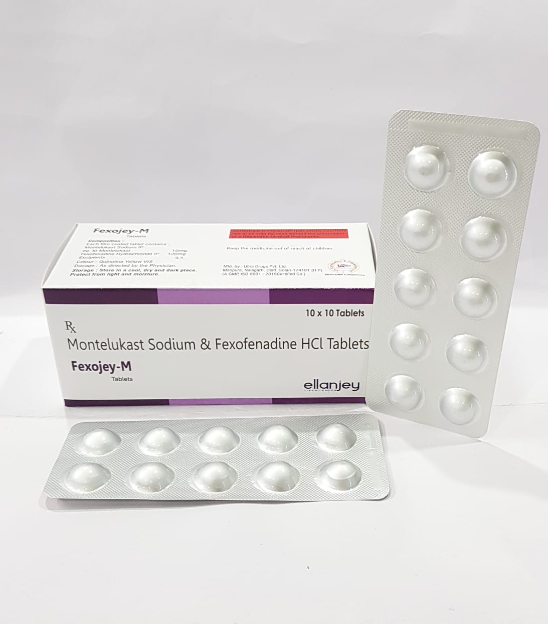 Product Name: Fexojey M, Compositions of Fexojey M are Montelukast Sodium & Fexofenadine HCL Tablets - Ellanjey Lifesciences