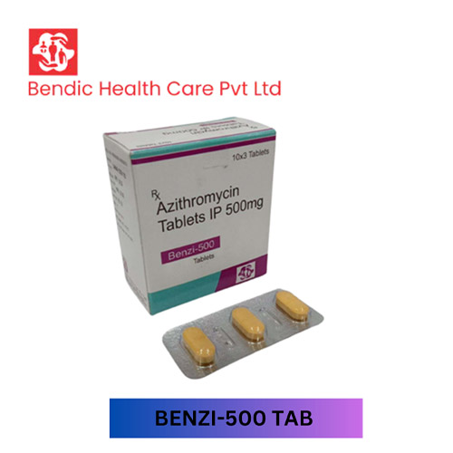 Product Name: BENZI 500, Compositions of Azithromycin Tablets IP 500mg are Azithromycin Tablets IP 500mg - Bendic Healthcare Private Limited