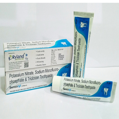 Product Name:  Sensoryl, Compositions of  Sensoryl are Potassium Nitrate, Sodium Monofluoro Phosphate & Triclosan Toothpaste - Ryland Health Care