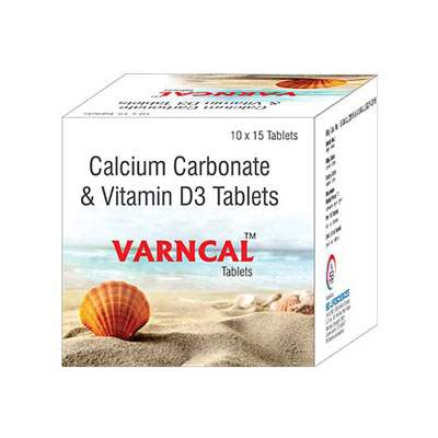 Product Name: Varncal, Compositions of Varncal are Calcium carbonate & Vitamin D3 Tablets - SB LIFESCIENCES