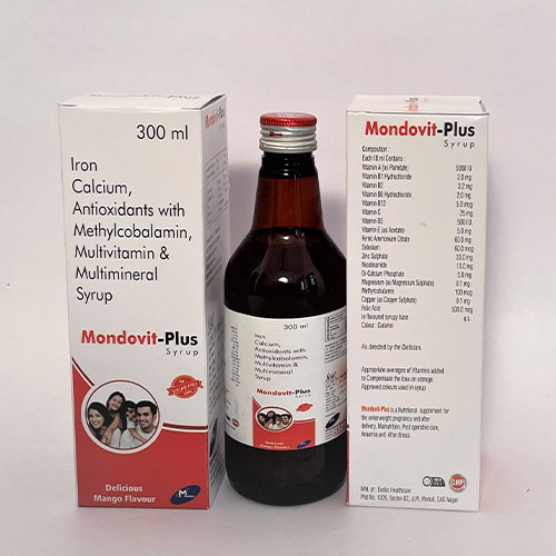 Product Name: Mondovit Plus, Compositions of Mondovit Plus are Iron Calcium Antioxidants with Methylcobalamin, Multivitaamin & Multimineral - Mondove Biotech Pvt Ltd