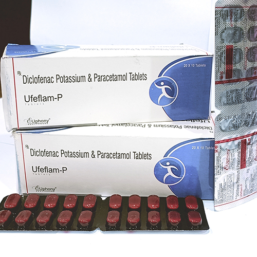 Product Name: Ufeflam P, Compositions of Ufeflam P are Diclofenac Potassium & Paracetamol Tablets - Euphony Healthcare