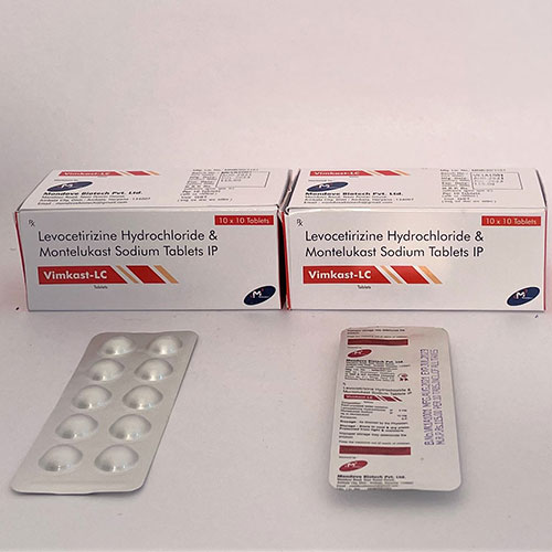 Product Name: Vimkast LC, Compositions of Vimkast LC are Levocetirizine Hydrochloride & Montelukast Sodium - Mondove Biotech Pvt Ltd