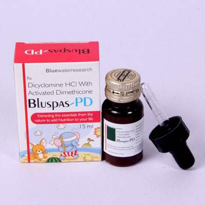 Product Name: BLUSPAS PD, Compositions of BLUSPAS PD are Dicyclomine HCL With Activated Dimethicone - Bluewaterresearch