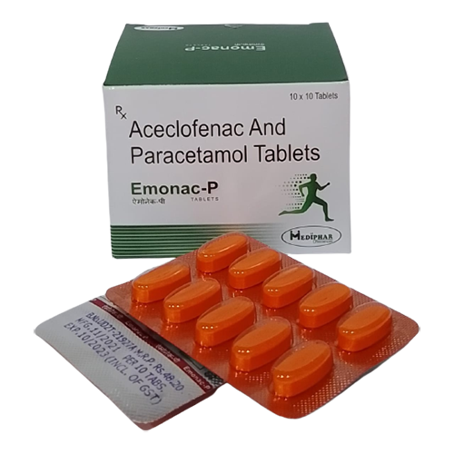 Product Name: Emonac  P, Compositions of Aceclofenac and Paracetamol Tablets are Aceclofenac and Paracetamol Tablets - Mediphar Lifesciences Private Limited