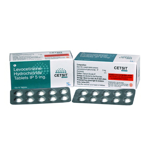 Product Name: CETSIT, Compositions of CETSIT are Levocetirizine Hydrochloride Tablets IP 5 mg. - Hikona Lifesciences