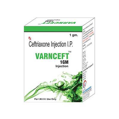 Product Name: VARNCEFT, Compositions of VARNCEFT are Ceftriaxone Injection IP - SB LIFESCIENCES