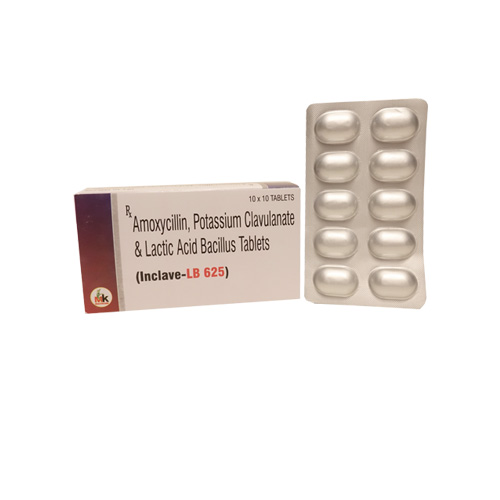 Product Name: (Inclave LB 625), Compositions of (Inclave LB 625) are Amoxycillin, Potassium Clavulanate & Lactic Acid Bacillus Tablets - MK Healthcare