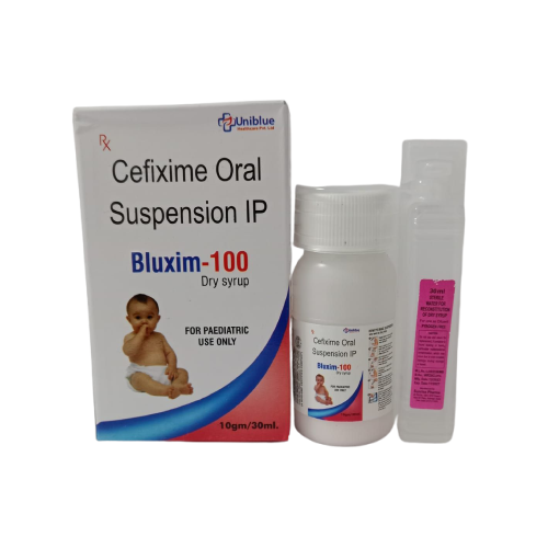 Product Name: Bluxim 100, Compositions of Bluxim 100 are Cefixime Oral Suspension IP - Uniblue Healthcare Private Limited