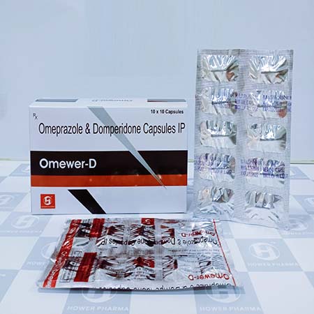 Product Name: Omewer D, Compositions of Omeprazole & Domperidone Capsules IP are Omeprazole & Domperidone Capsules IP - Hower Pharma Private Limited