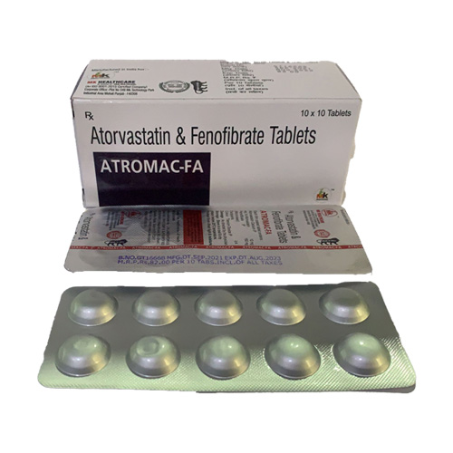 Product Name: ATROMAC FA, Compositions of ATROMAC FA are Atorvastatin & Fenofibrate Tablets - MK Healthcare