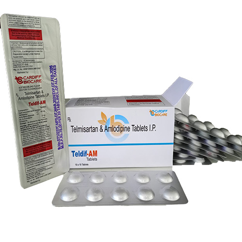 Product Name: Teldif AM, Compositions of Telmisartan & Amlodipine Tablets I.P are Telmisartan & Amlodipine Tablets I.P - Cardiff Biocare