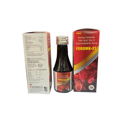 Product Name: FEROMK XT, Compositions of Ferrous Fumarate, Follc Acid, Zinc & Cyanocobalamin Syrup are Ferrous Fumarate, Follc Acid, Zinc & Cyanocobalamin Syrup - MK Healthcare