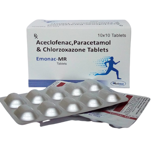 Product Name: Emonac MR, Compositions of Aceclofenac,Paracetamol and Chlorzoxazone Tablets are Aceclofenac,Paracetamol and Chlorzoxazone Tablets - Mediphar Lifesciences Private Limited