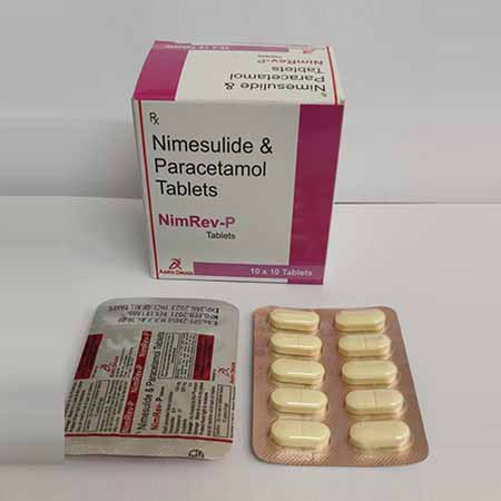 Product Name: Nimrev P, Compositions of Nimrev P are Nimesulide & Paracetamol Tablets - Aarvi Drugs