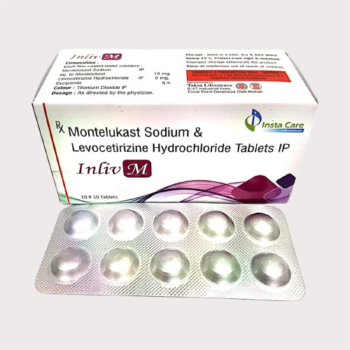 Product Name: INLIV M, Compositions of INLIV M are Montelukast Sodium & Levocetrizine Hydrochloride Tablets IP - Insta Care Lifesciences