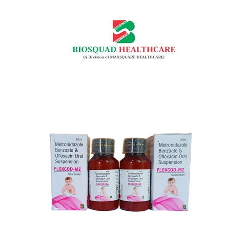 Product Name: FLOXCOD MZ, Compositions of FLOXCOD MZ are Metronidazole Benzoate & Offoxacin Oral Suspension  - Biosquad Healthcare