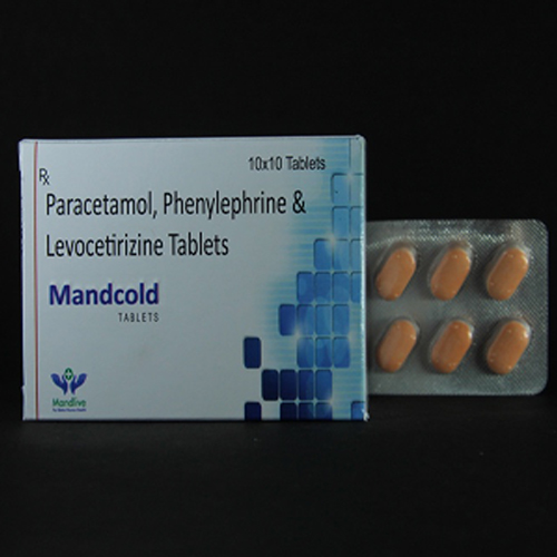 Product Name: Mandcold, Compositions of Mandcold are Paracetamol, Phenylphrine & Levocetrizine Tablets - Mandlive Healthcare Pvt Ltd