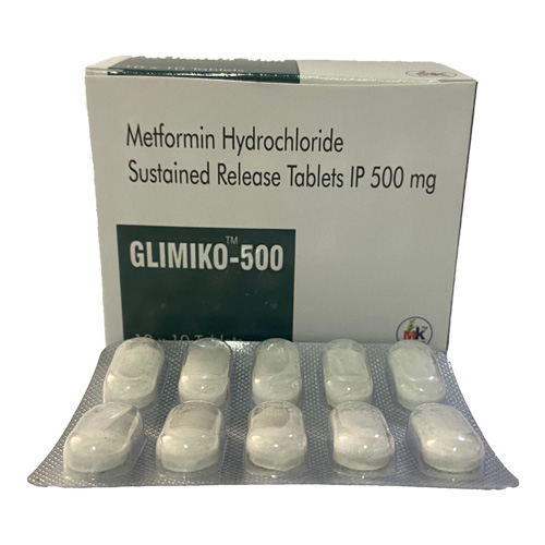 Product Name: GLIMIKO 500, Compositions of Metformin Hydrochloride Sustained Release Tablets IP 500 mg are Metformin Hydrochloride Sustained Release Tablets IP 500 mg - MK Healthcare