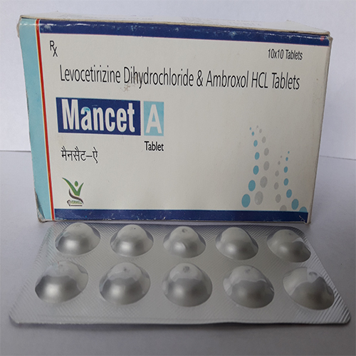 Product Name: Mancet A, Compositions of Mancet A are Levocetirizine Dihydrochloride & Ambroxol HCL Tablets  - Orange Biotech Private Limited