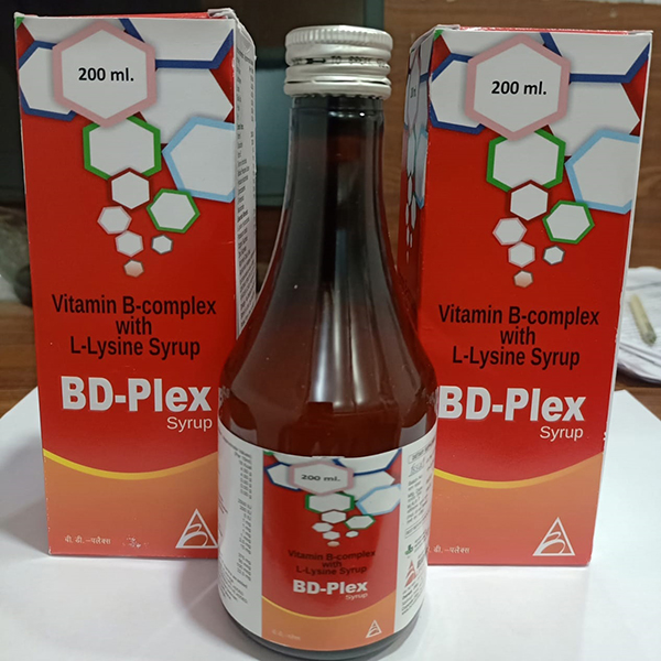 Product Name: BD Plex, Compositions of BD Plex are Vitamin B Complex with L-Lysine Syrup - Biovista Lifesciences