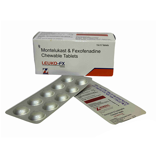 Product Name: LEUKO FX, Compositions of LEUKO FX are Montelukast & Fexofenadine Chewable Tablets - Zerdia Healthcare Private Limited