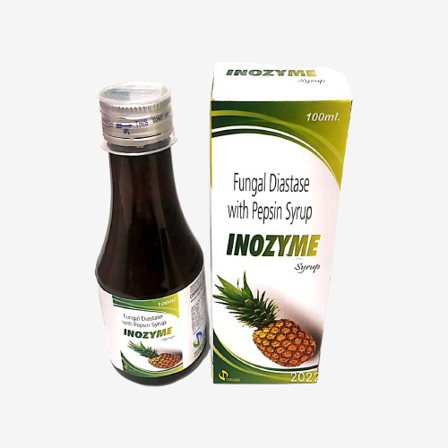 Product Name: INOZYME, Compositions of INOZYME are Fungal Diastase With Pepsin Syrup  - Insta Care Lifesciences