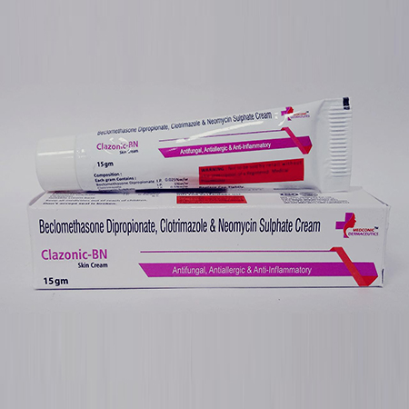 Product Name: Clazonic BN, Compositions of Clazonic BN are Beclomethasone Dipropionate,Clotrimazole and Neomycin Sulphate Cream - Ronish Bioceuticals