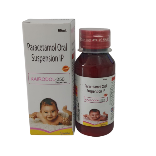 Product Name: KAIRODOL 250, Compositions of KAIRODOL 250 are Paracetamol Oral Suspension IP - Uniblue Healthcare Private Limited