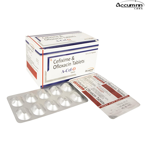 Product Name: A Cef O, Compositions of A Cef O are Cefixime & Ofloxacin Tablets - Accuminn Labs