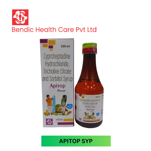 Product Name: APIROP, Compositions of Cyproheptadine Hydrochloride,Tricholine Citrate and Sorbitol Syrop are Cyproheptadine Hydrochloride,Tricholine Citrate and Sorbitol Syrop - Bendic Healthcare Private Limited