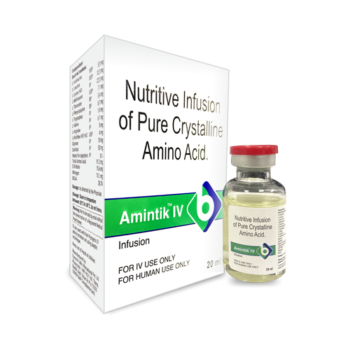 Product Name: AMINTIK IV, Compositions of AMINTIK IV are Nutritive Infusion Of Pure Crystalline Amino Acid. - Biopolis Lifesciences Private Limited