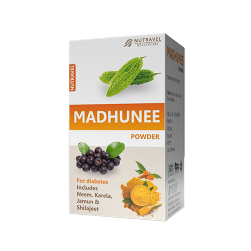 Product Name: MADHUNEE POWDER , Compositions of For diabetes Includes Neem, Karela, Jamun & Shilajeet are For diabetes Includes Neem, Karela, Jamun & Shilajeet - Nutravel Healthcare