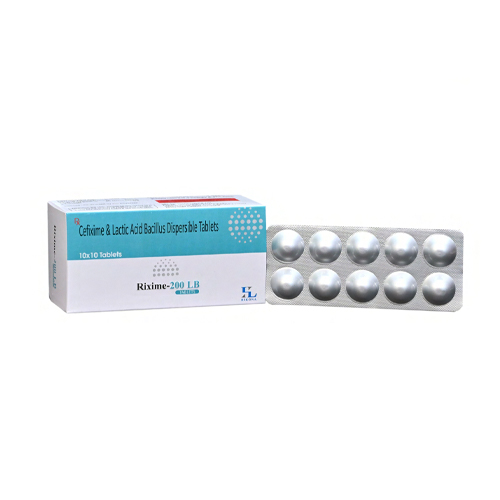 Product Name: Rixime 200 LB, Compositions of Rixime 200 LB are Cefixime & Lactic Acid Bacilus Dispersible Tablets - Hikona Lifesciences