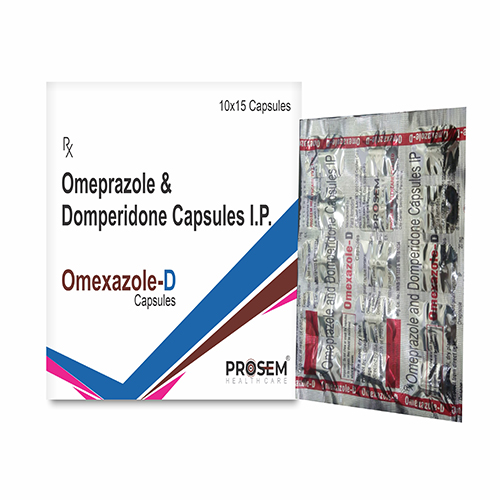 Product Name: Omexazole D, Compositions of Omeprazole & Domperidon Capsules I.P. are Omeprazole & Domperidon Capsules I.P. - Prosem Healthcare