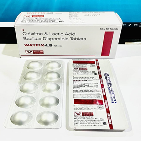 Product Name: Wayfix LB, Compositions of Cefixime & Lactic Acid Bacilius are Cefixime & Lactic Acid Bacilius - Waylone Healthcare