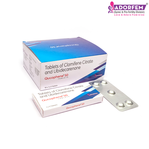 Product Name: QUCOPHENE 50, Compositions of Tablets of Clomifene Citrate and Ubidecareone are Tablets of Clomifene Citrate and Ubidecareone - Cheminnova Life Sciences