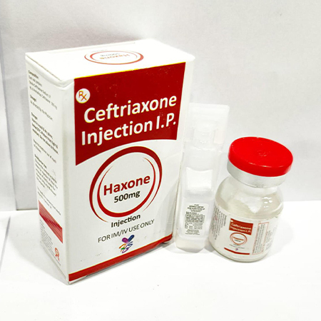 Product Name: Haxone, Compositions of Ceftriaxone Injection IP are Ceftriaxone Injection IP - Arvoni Lifesciences Private Limited