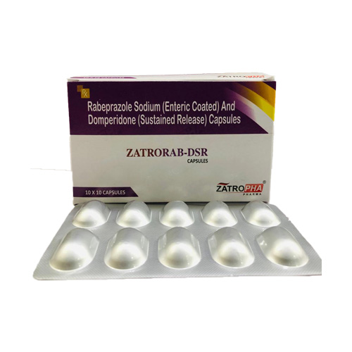 Product Name: ZATRORAB DSR, Compositions of ZATRORAB DSR are Rabeprazole Sodium (Enteric Coated) And Domperidone (Sustained Release) Capsules - Zatropha Pharma