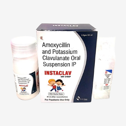 Product Name: INSTACLAV, Compositions of INSTACLAV are Amoxycillin and Potassium Clavulanate Oral Suspension IP - Insta Care Lifesciences