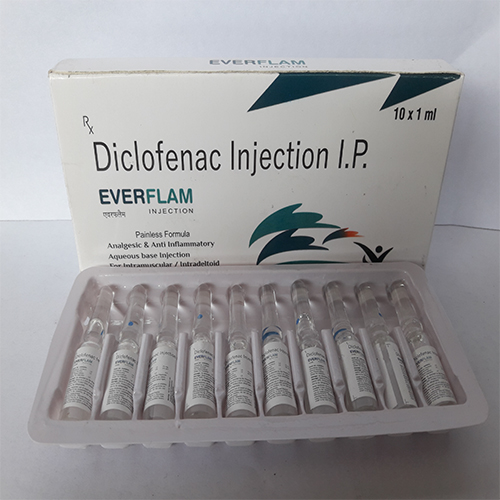 Product Name: EVERFLAM , Compositions of EVERFLAM  are Diclofenac Injection I.P - Orange Biotech Private Limited