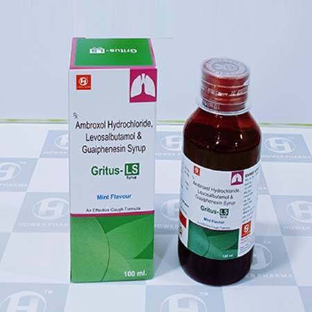 Product Name: Gritus Ls, Compositions of Ambroxol Hydrochloride,Levosalbutamol & Guaiphenesin Syrup are Ambroxol Hydrochloride,Levosalbutamol & Guaiphenesin Syrup - Hower Pharma Private Limited