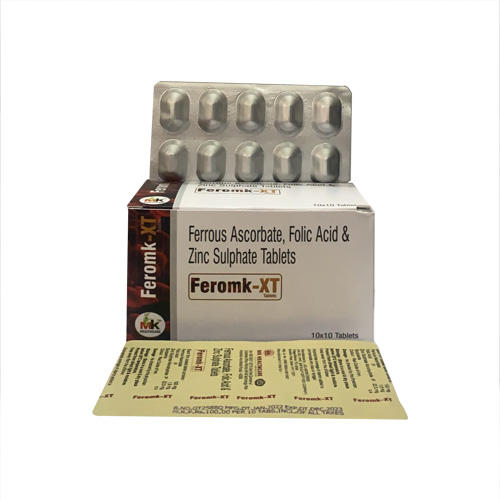 Product Name:  Feromk XT, Compositions of  Feromk XT are Ferrous Ascorbate, Folic Acid & Zinc Sulphate Tablets - MK Healthcare