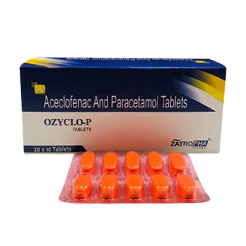 Product Name: OZYCLO P, Compositions of OZYCLO P are Aceclofenac And Paracetamol Tablets - Zatropha Pharma